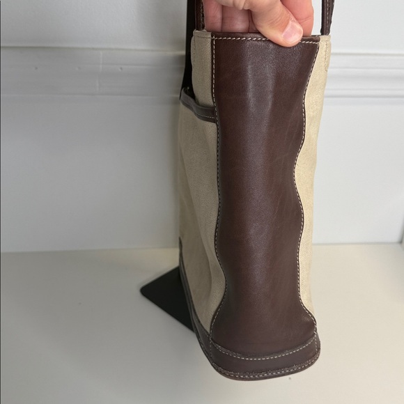 Coach 6122 vintage Bleecker Satchel linen canvas and brown leather tote bag - Picture 3 of 12